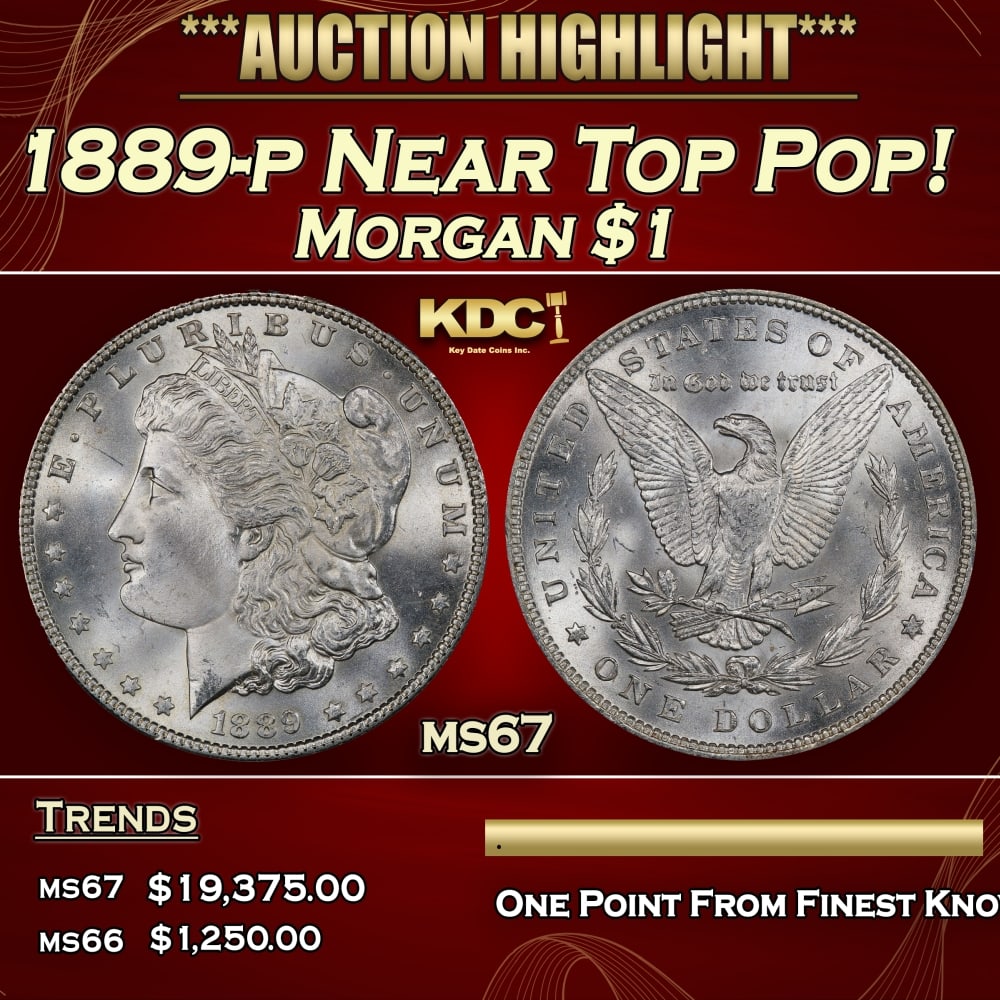 1889-p Morgan Dollar Near Top Pop! $1 ms67 SEGS: 1889-p Near Top Pop! Morgan Dollar $1 ms67 SEGS. 0