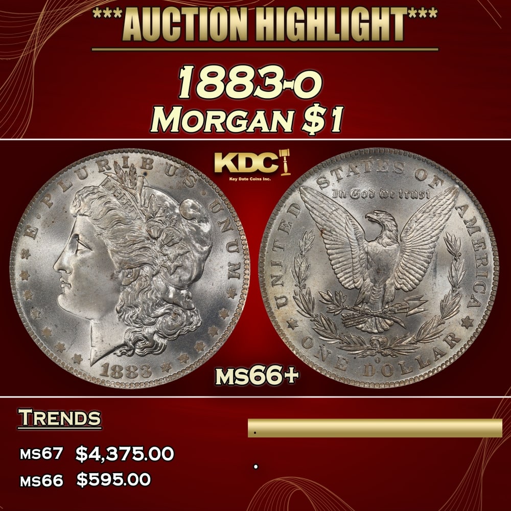 1883-o Morgan Dollar $1 ms66+ SEGS: 1883-o Morgan Dollar $1 ms66+ SEGS. 0