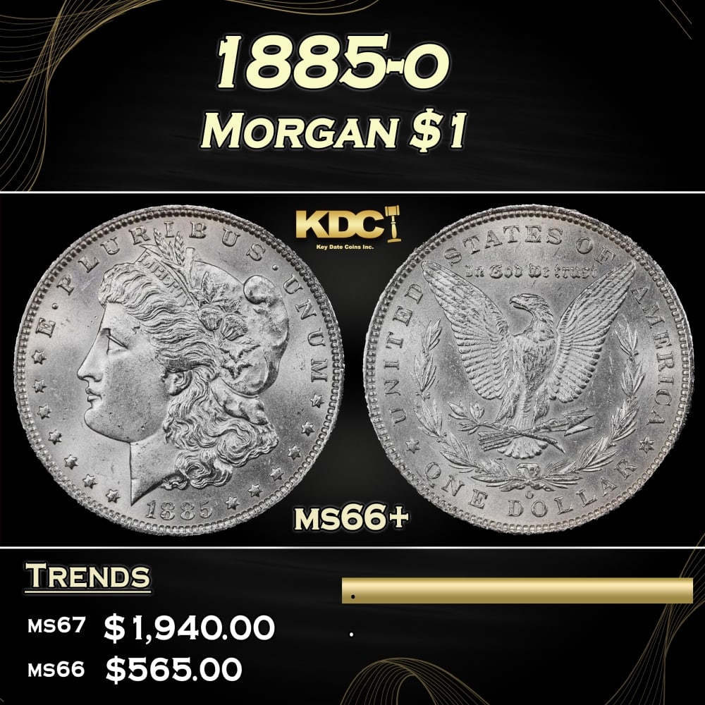 1885-o Morgan Dollar $1 ms66+ SEGS: 1885-o Morgan Dollar $1 ms66+ SEGS. 0