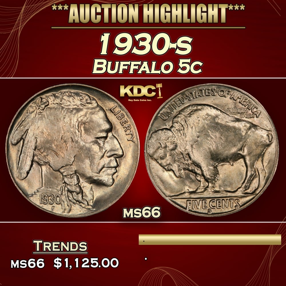 1930-s Buffalo Nickel 5c ms66 SEGS: 1930-s Buffalo Nickel 5c ms66 SEGS.