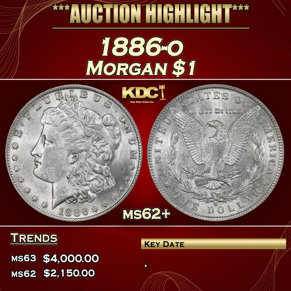1886-o Morgan Dollar $1 ms62+ USCG: 1886-o Morgan Dollar $1 ms62+ USCG. 0