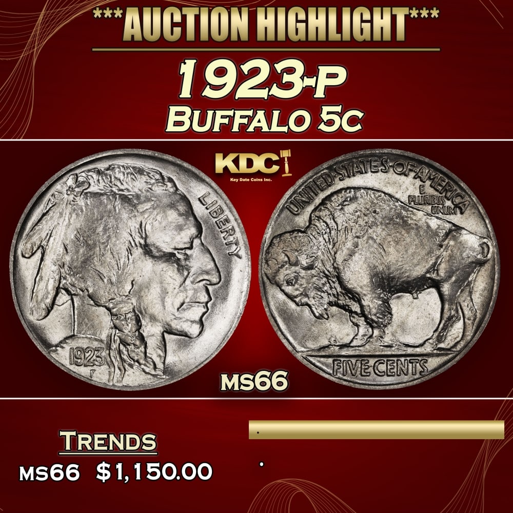 1923-p Buffalo Nickel 5c ms66 SEGS: 1923-p Buffalo Nickel 5c ms66 SEGS.