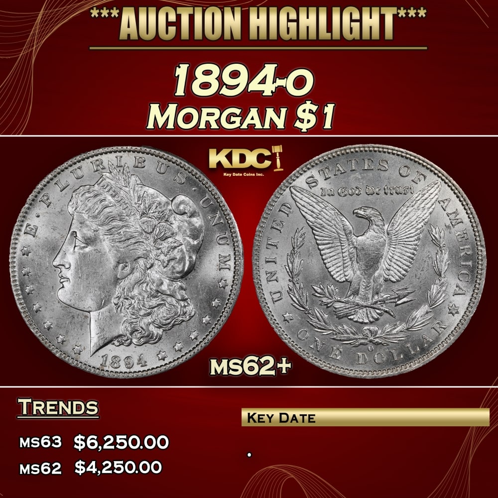 1894-o Morgan Dollar $1 ms62+ USCG: 1894-o Morgan Dollar $1 ms62+ USCG. 0