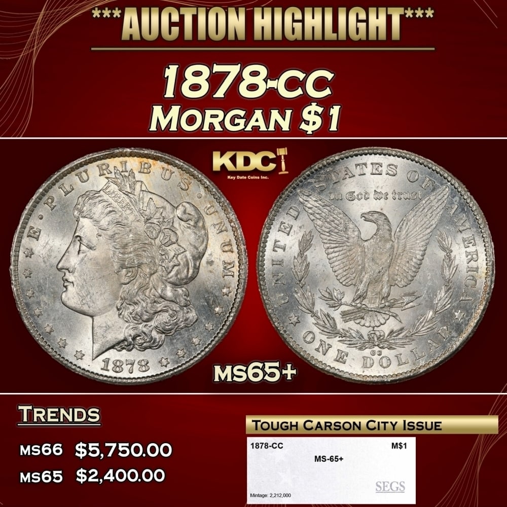 1878-cc Morgan Dollar $1 ms65+ SEGS: 1878-cc Morgan Dollar $1 ms65+ SEGS. 0
