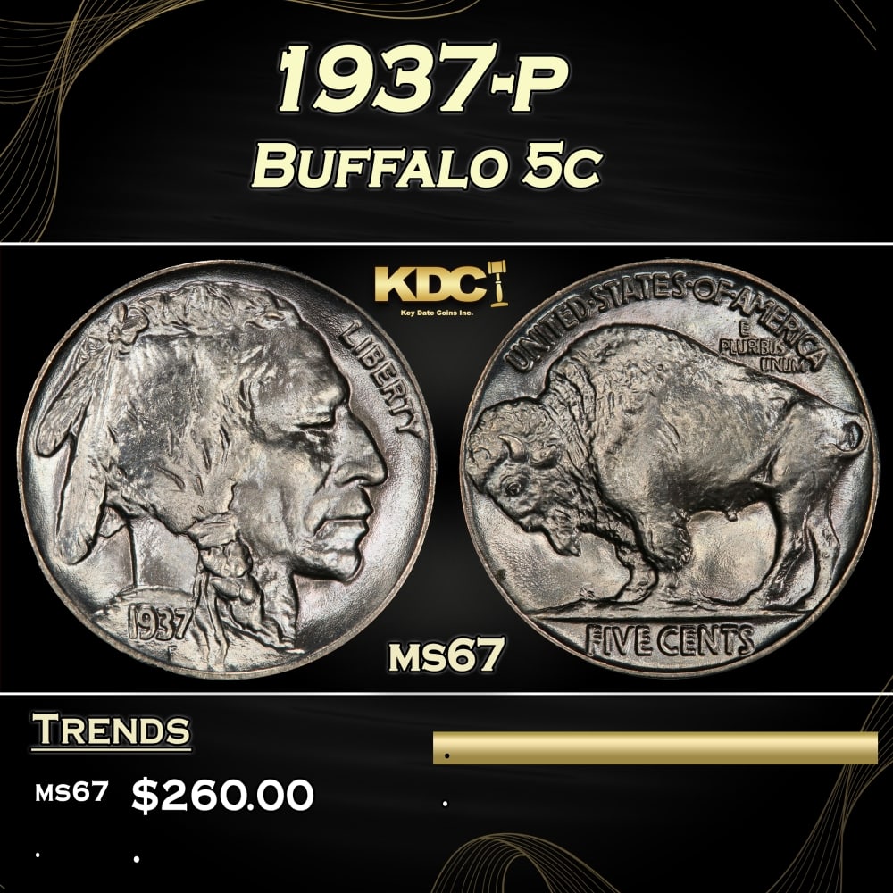 1937-p Buffalo Nickel 5c ms67 SEGS: 1937-p Buffalo Nickel 5c ms67 SEGS.