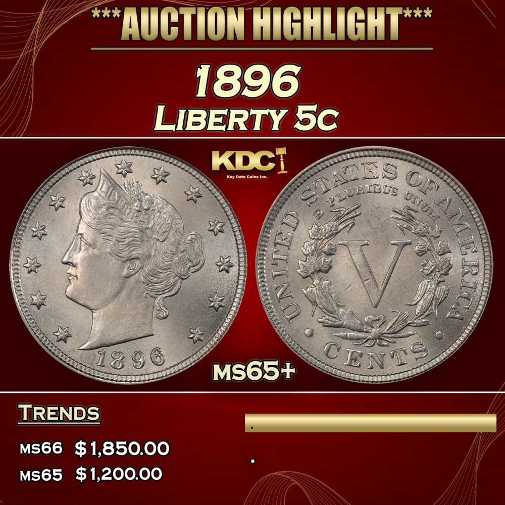 1896 Liberty Nickel 5c ms65+ SEGS: 1896 Liberty Nickel 5c ms65+ SEGS. 0