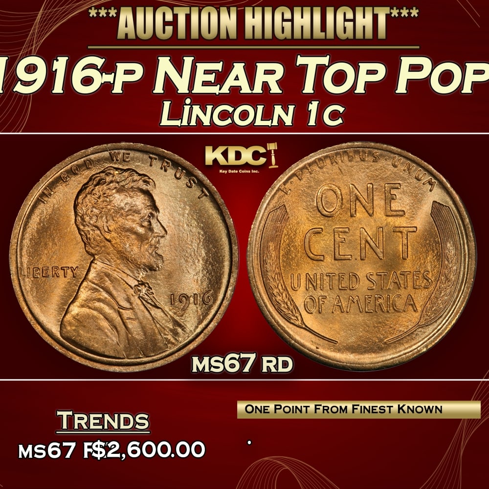 1916-p Lincoln Cent Near Top Pop! 1c ms67 rd SEGS (1 of 3)