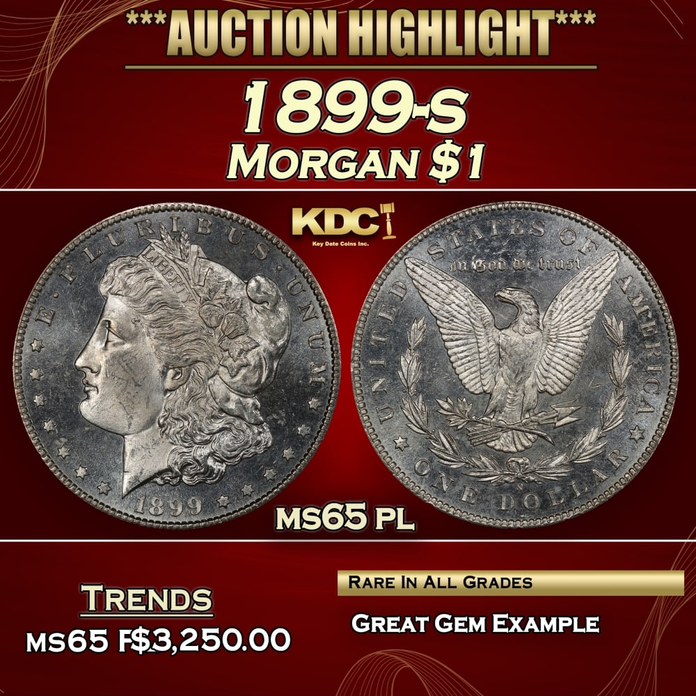 1899-s Morgan Dollar $1 ms65 pl SEGS: 1899-s Morgan Dollar $1 ms65 pl SEGS. 0