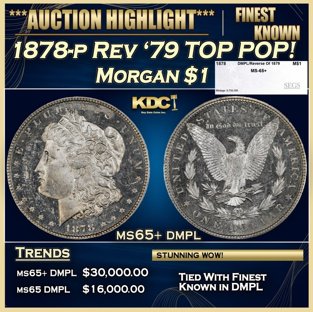 1878-p Rev '79 Morgan Dollar TOP POP! $1 ms65+ dmpl SEGS: 1878-p Rev '79 TOP POP! Morgan Dollar $1 ms65+ dmpl SEGS. 0