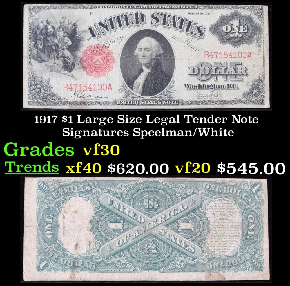 1907 Elliott/White $5 Large Size Legal Tender Note Grades Select AU: 1907 Elliott/White $5 Large Size Legal Tender Note Grades Select AU.
