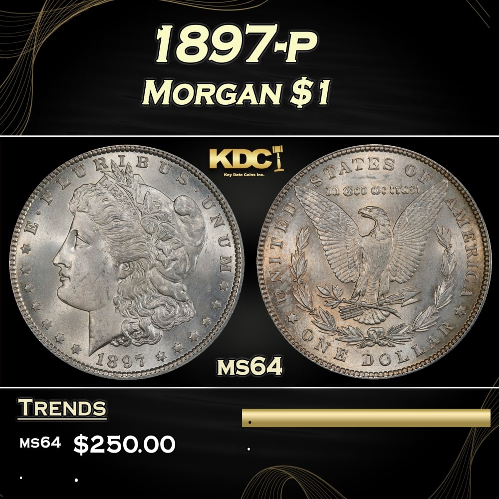 1897-p Morgan Dollar $1 Grades ms64: 1897-p Morgan Dollar $1 Grades ms64. 0