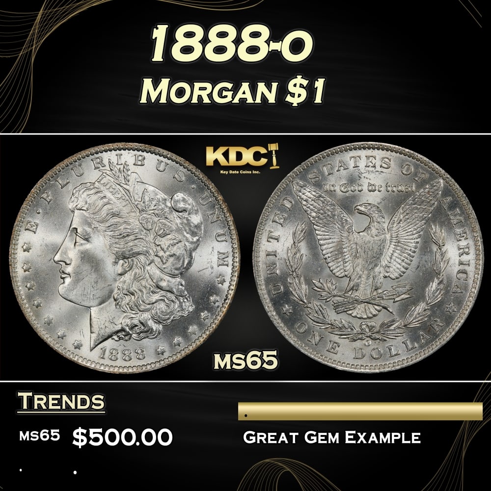 1888-o Morgan Dollar $1 Grades ms65: 1888-o Morgan Dollar $1 Grades ms65. 0