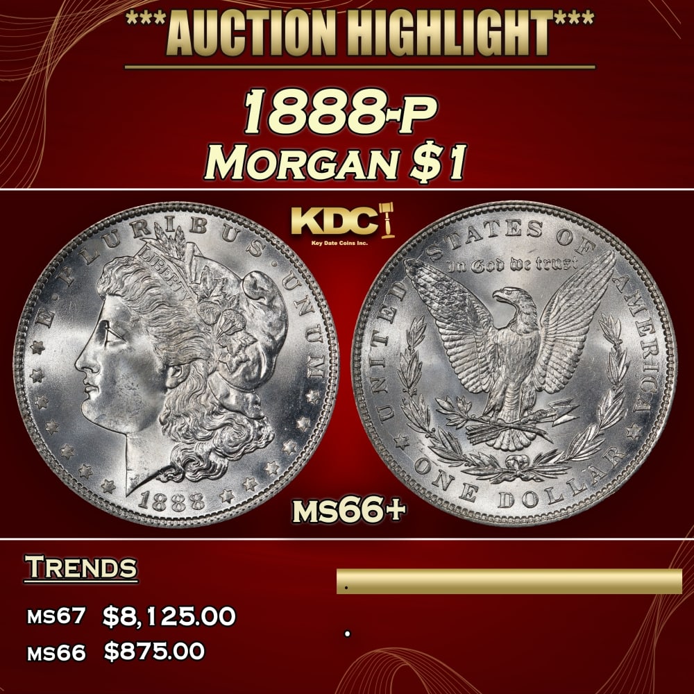 1888-p Morgan Dollar $1 ms66+ SEGS: 1888-p Morgan Dollar $1 ms66+ SEGS. 0