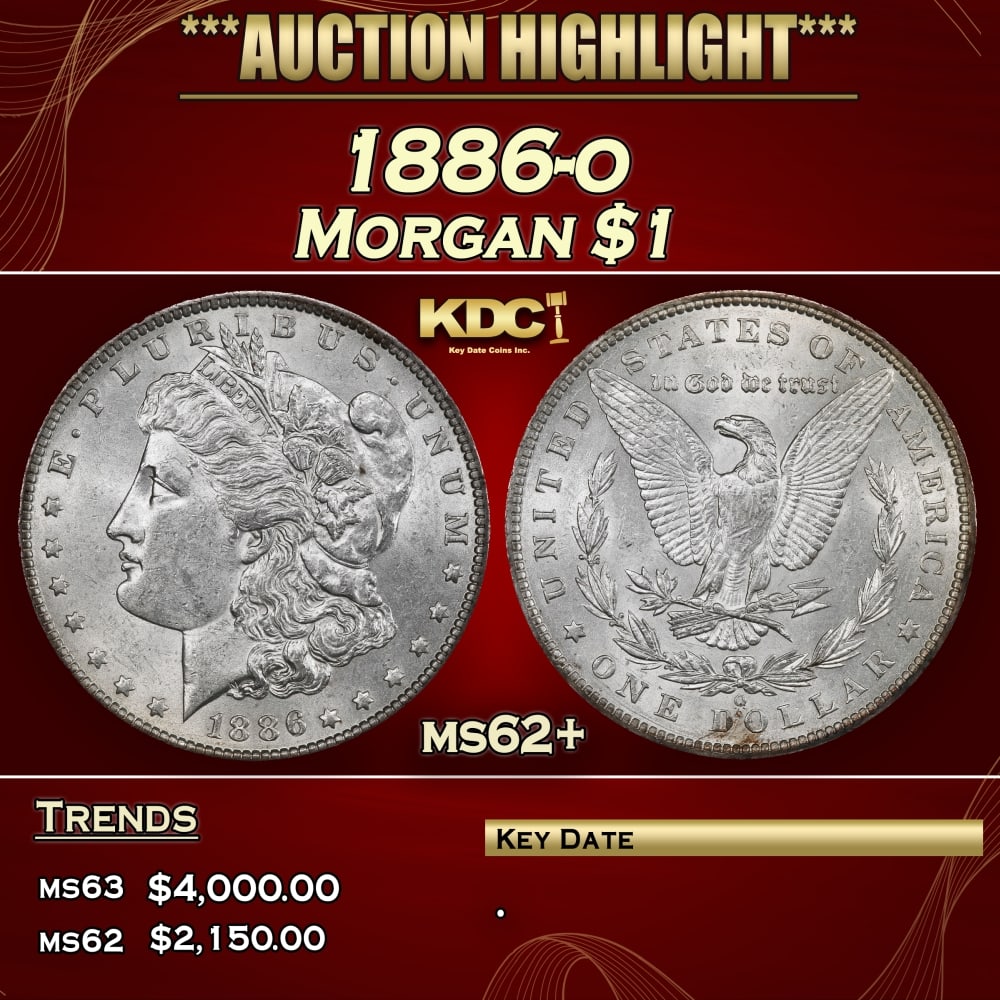 1886-o Morgan Dollar $1 ms62+ USCG: 1886-o Morgan Dollar $1 ms62+ USCG. 0