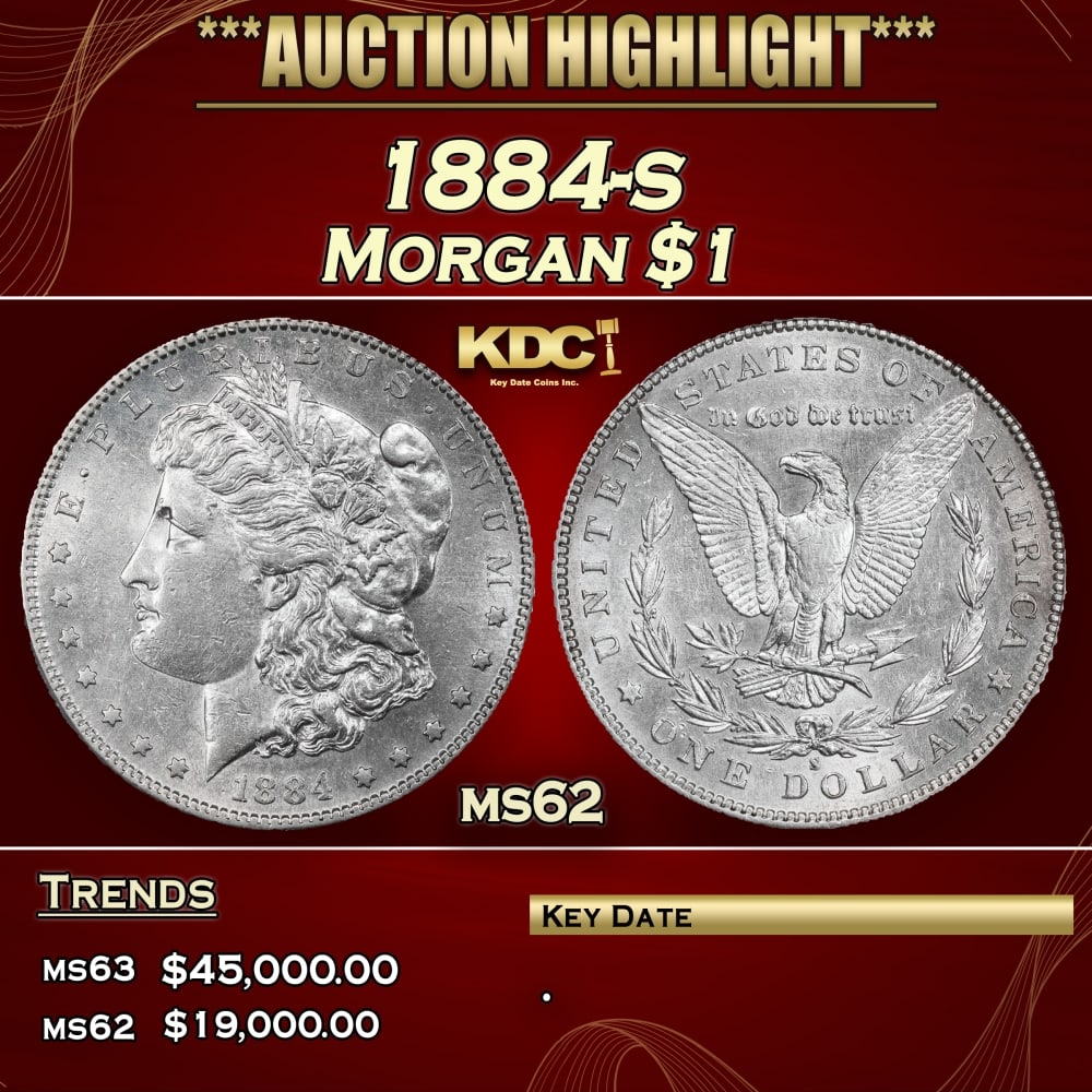 1884-s Morgan Dollar $1 ms62 USCG: 1884-s Morgan Dollar $1 ms62 USCG. 0