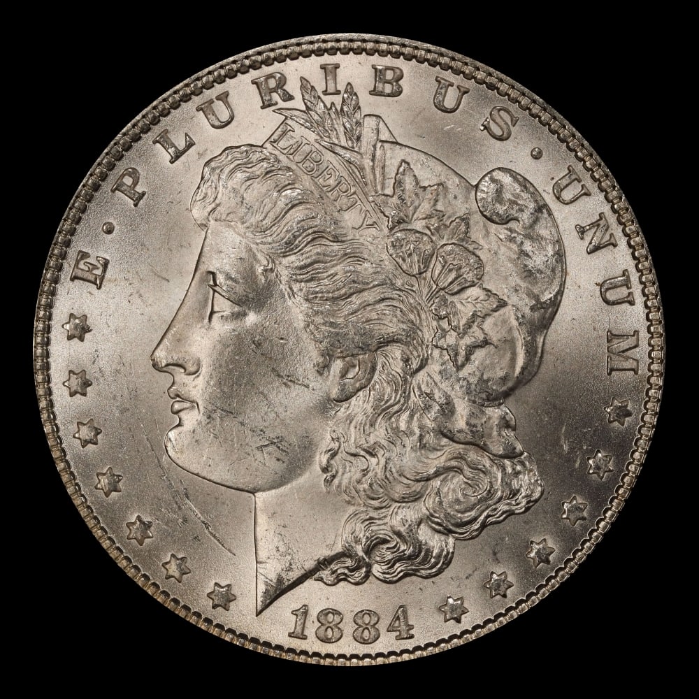 1884-p Morgan Dollar $1 Grades ms63+ - 2