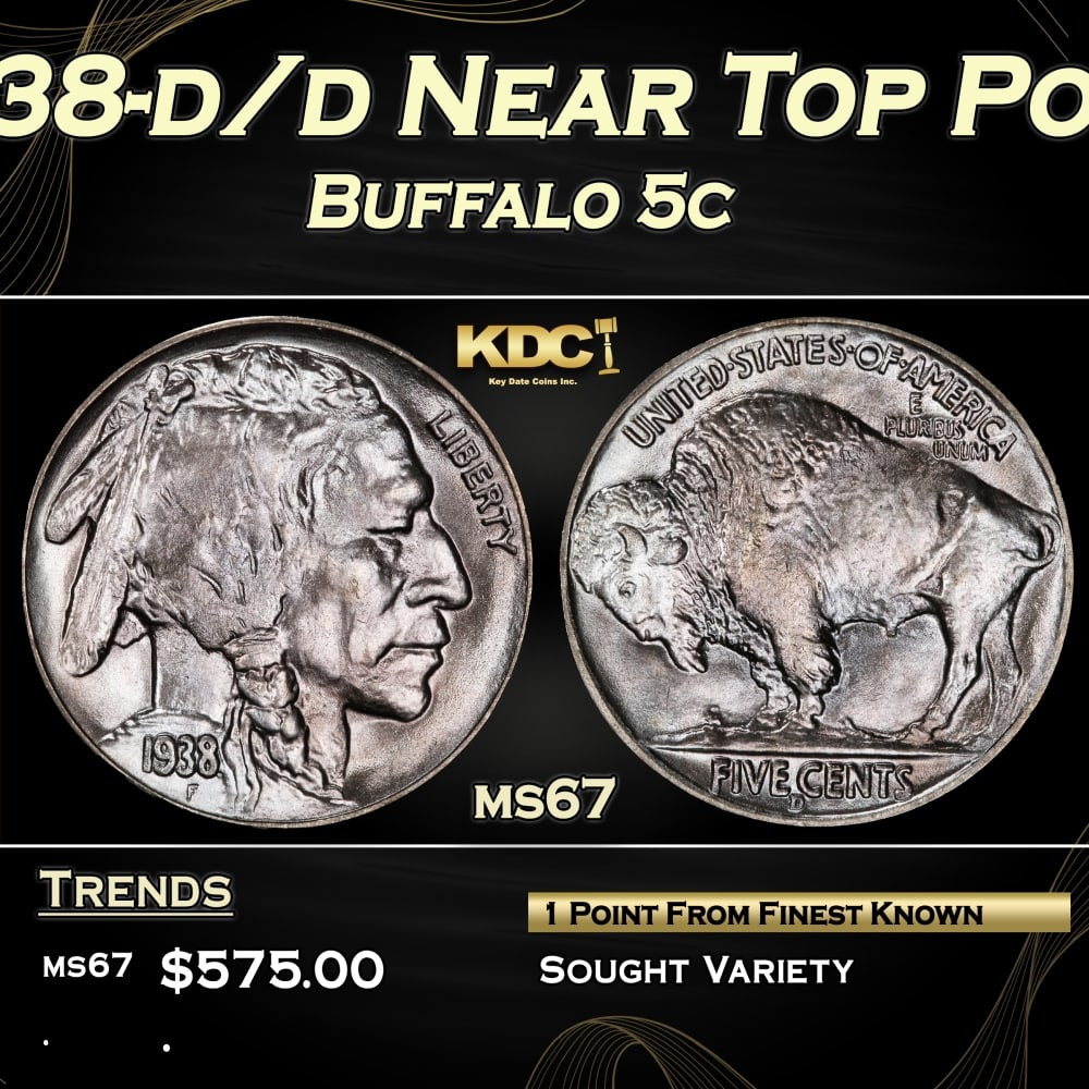 1938-d/d Buffalo Nickel Near Top Pop 5c ms67 SEGS: 1938-d/d Near Top Pop Buffalo Nickel 5c ms67 SEGS. 0