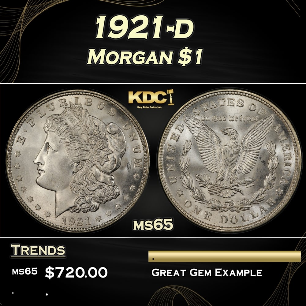 1921-d Morgan Dollar $1 Grades ms65: 1921-d Morgan Dollar $1 Grades ms65. 0