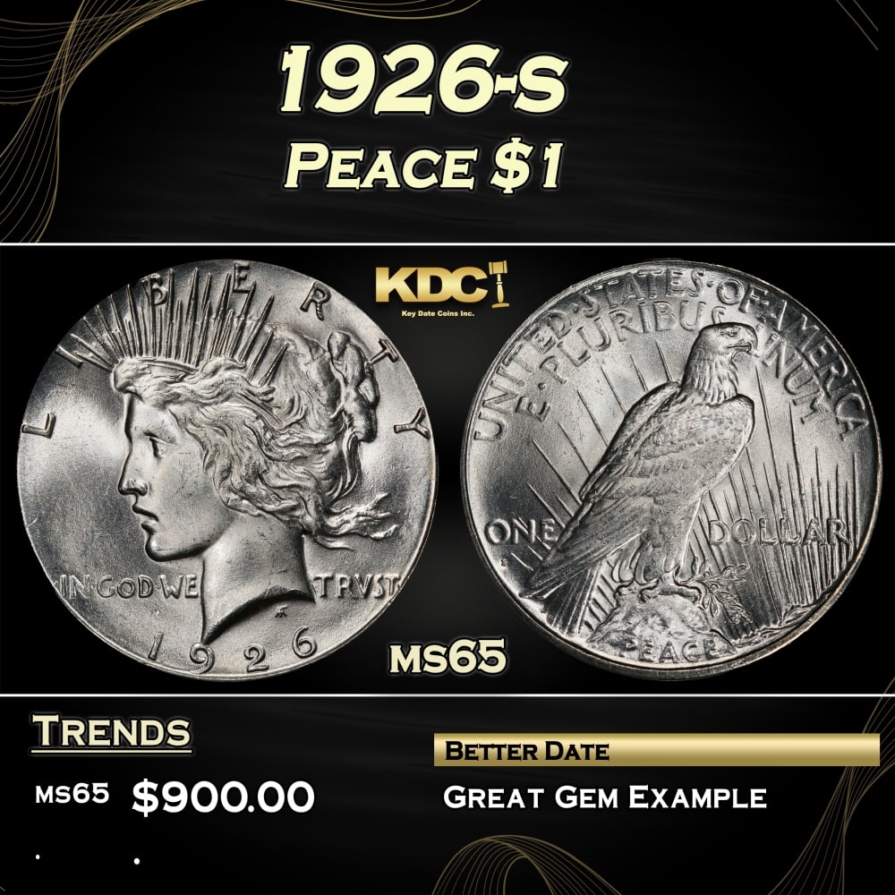 1926-s Peace Dollar $1 Grades ms65: 1926-s Peace Dollar $1 Grades ms65. 0