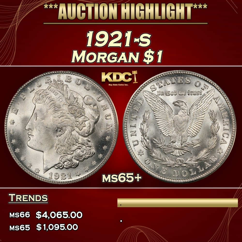 1921-s Morgan Dollar $1 ms65+ SEGS: 1921-s Morgan Dollar $1 ms65+ SEGS. 0