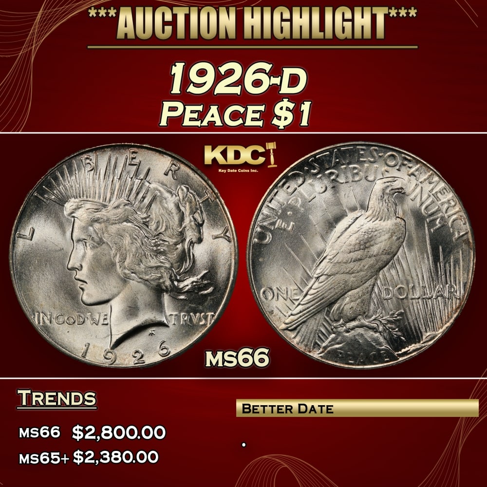 1926-d Peace Dollar $1 ms66 SEGS: 1926-d Peace Dollar $1 ms66 SEGS. 0