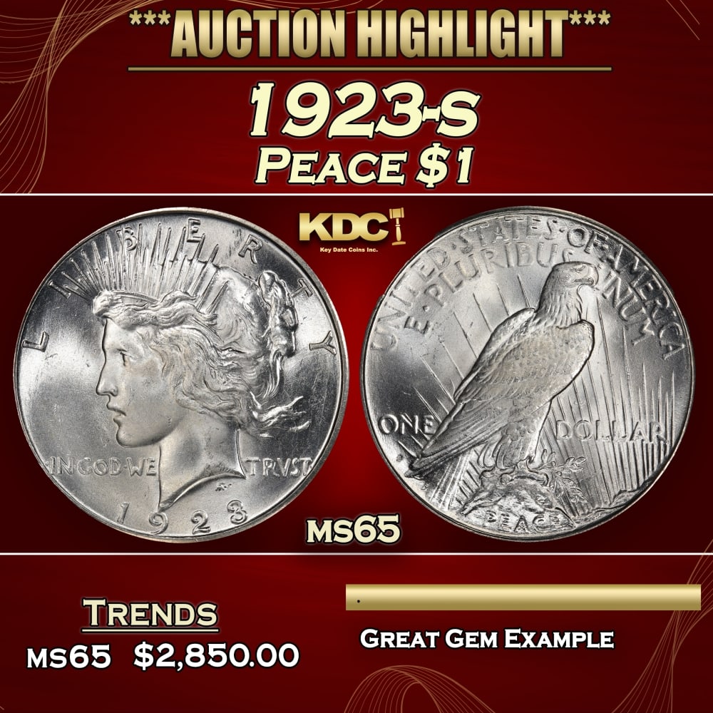 1923-s Peace Dollar $1 ms65 SEGS: 1923-s Peace Dollar $1 ms65 SEGS. 0