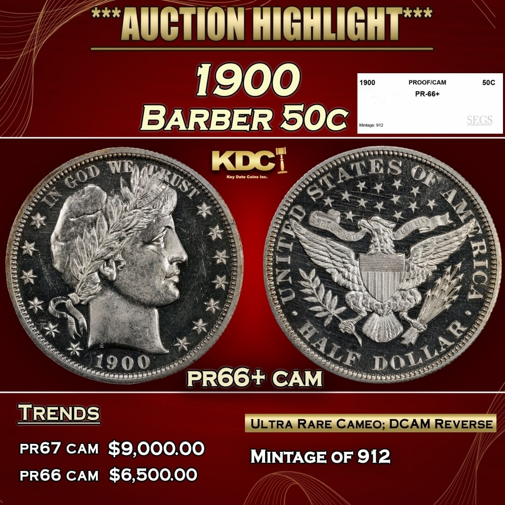 1900 Proof Barber Half Dollars 50c pr66+ cam SEGS (1 of 4)