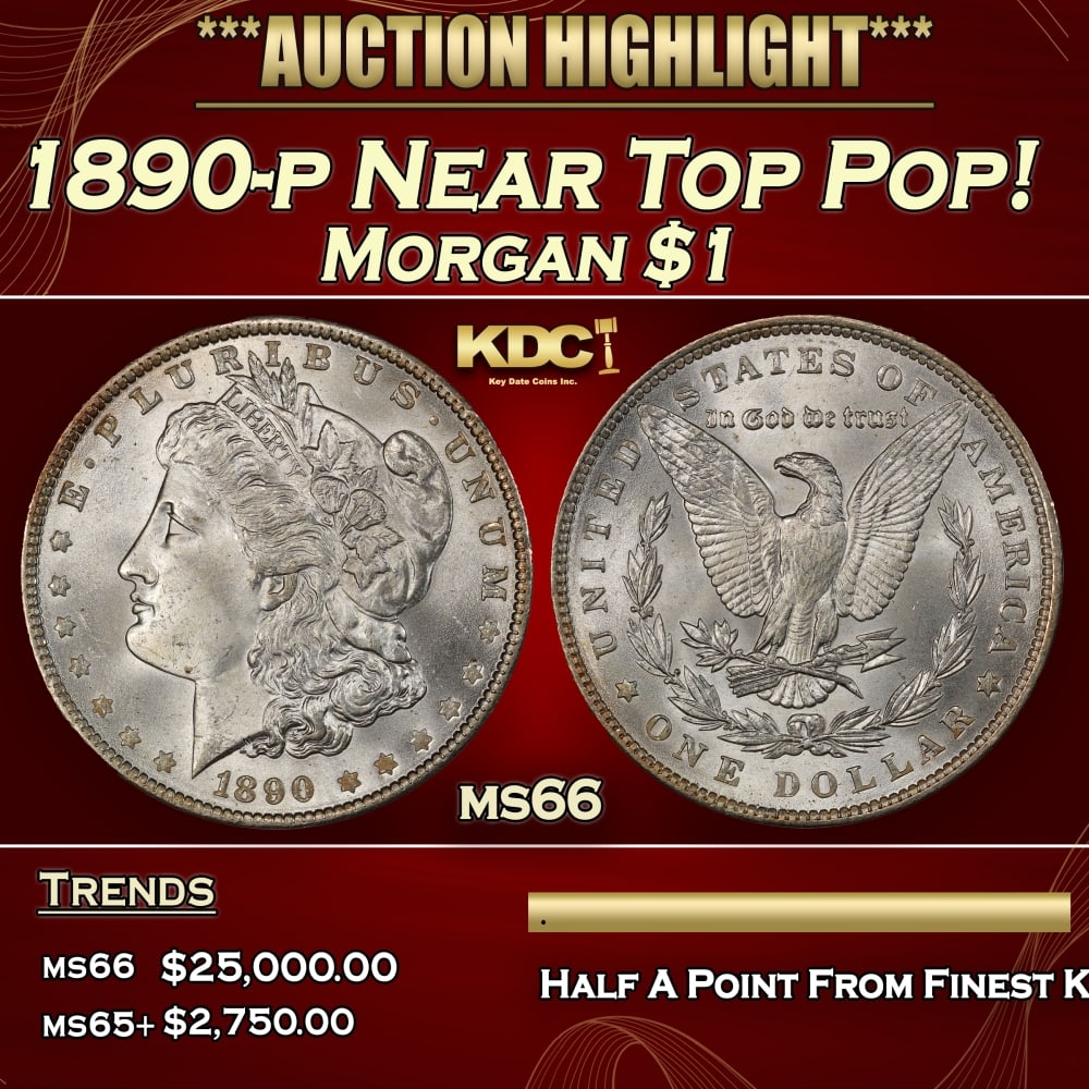 1890-p Morgan Dollar Near Top Pop! $1 ms66 SEGS: 1890-p Near Top Pop! Morgan Dollar $1 ms66 SEGS. 0