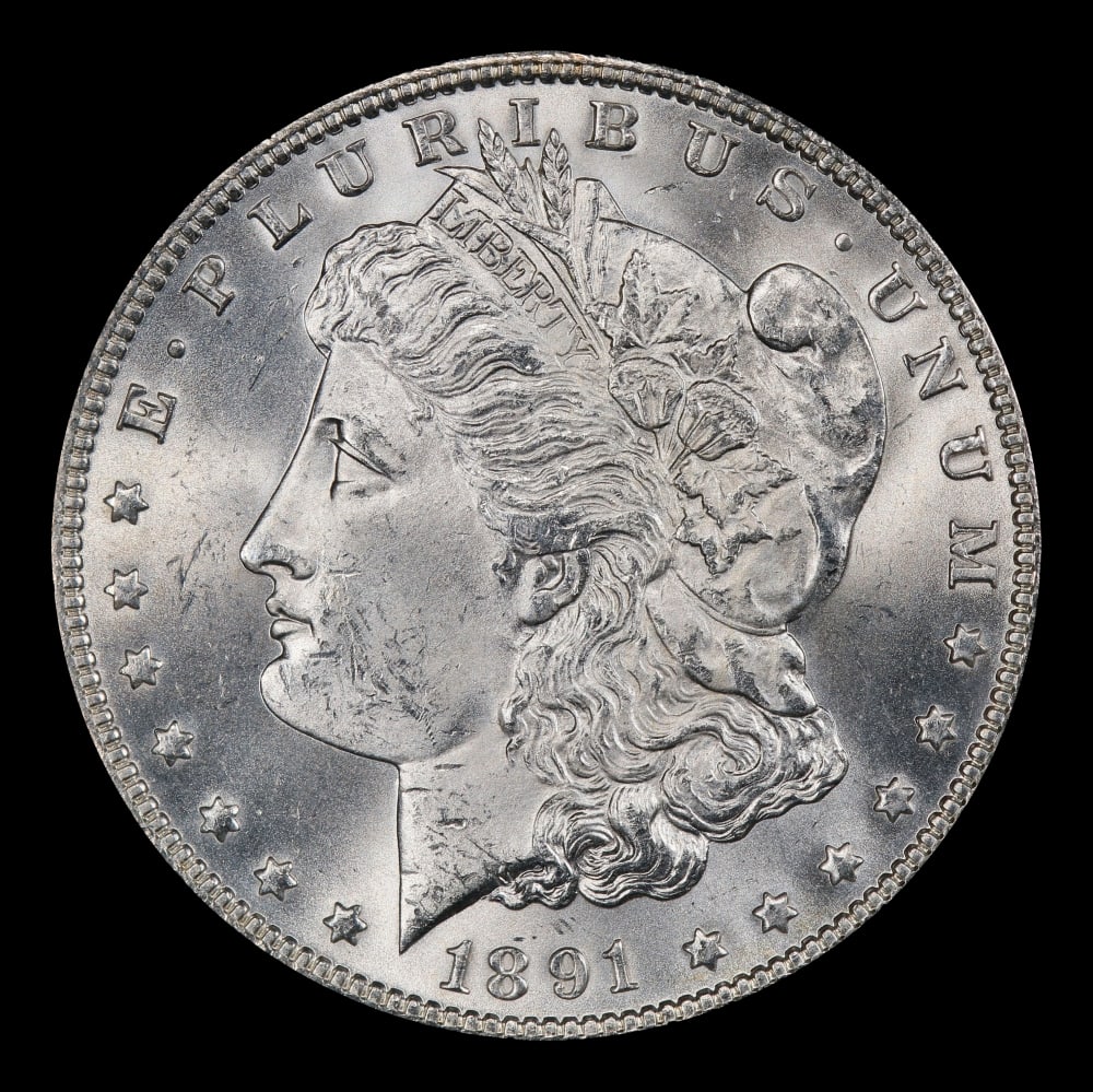 1891-p Morgan Dollar $1 Grades ms63+ - 2