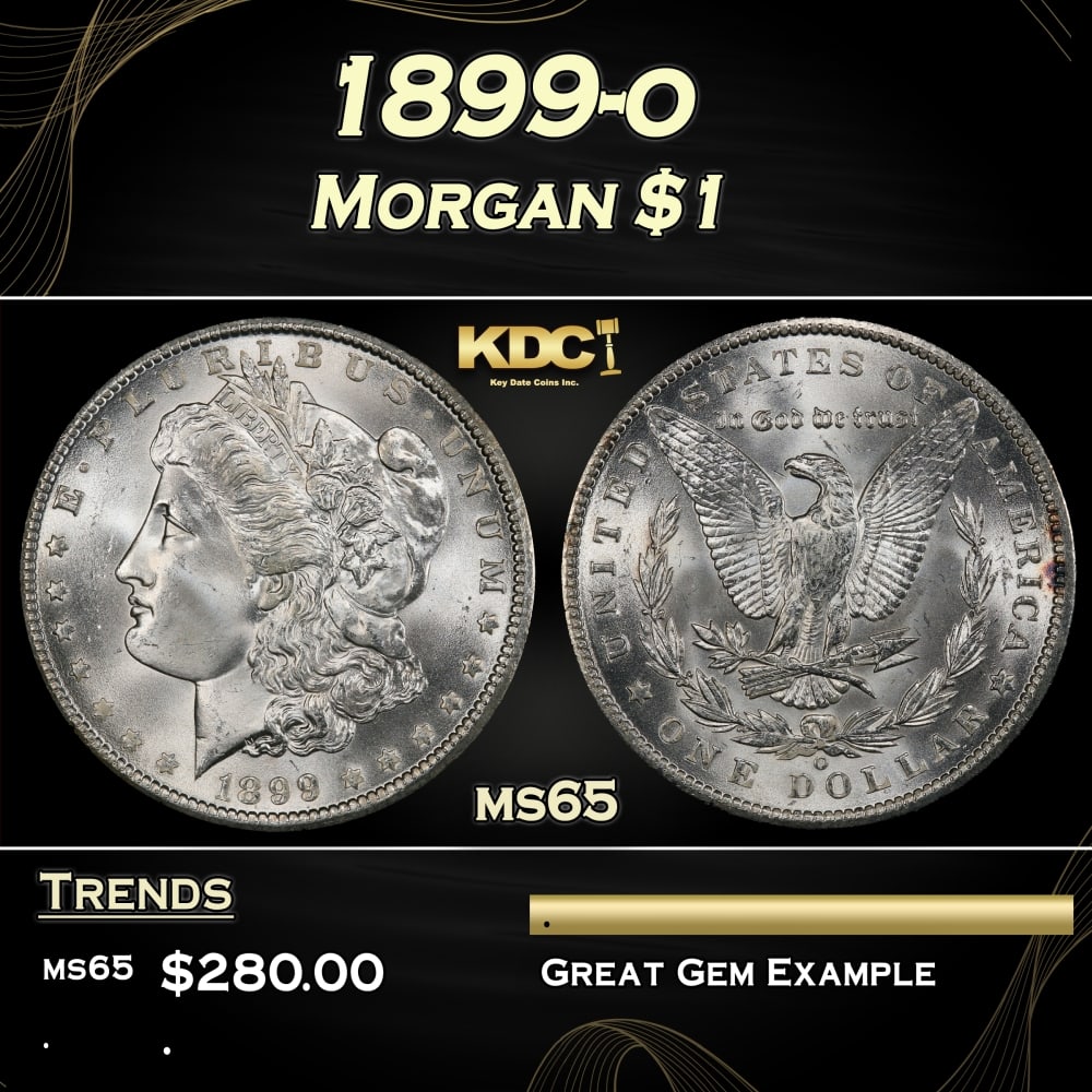 1899-o Morgan Dollar $1 Grades ms65: 1899-o Morgan Dollar $1 Grades ms65. 0