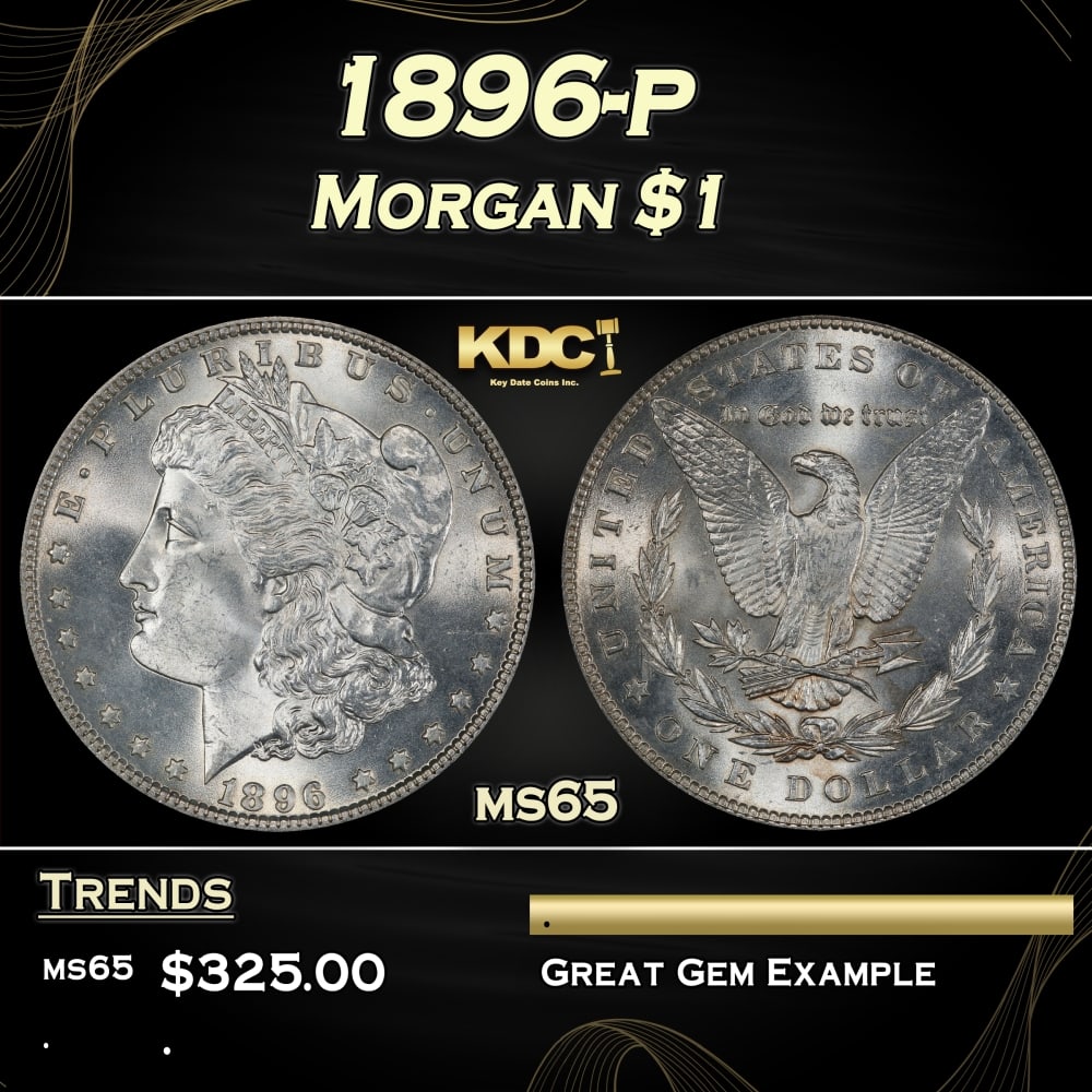 1896-p Morgan Dollar $1 Grades ms65: 1896-p Morgan Dollar $1 Grades ms65. 0