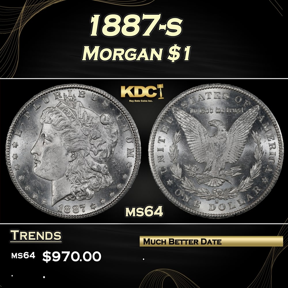 1887-s Morgan Dollar $1 ms64 SEGS: 1887-s Morgan Dollar $1 ms64 SEGS. 0