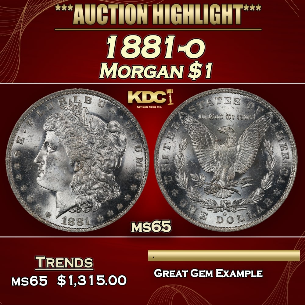 1881-o Morgan Dollar $1 ms65 SEGS: 1881-o Morgan Dollar $1 ms65 SEGS. 0