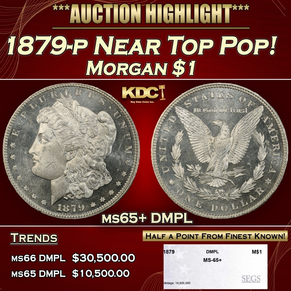 1879-p Morgan Dollar Near Top Pop! $1 ms65+ DMPL SEGS: 1879-p Near Top Pop! Morgan Dollar $1 ms65+ DMPL SEGS. 0