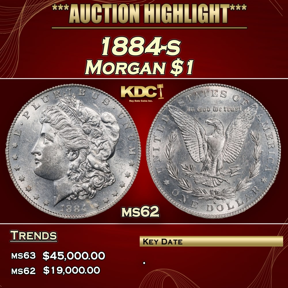 1884-s Morgan Dollar $1 ms62 USCG: 1884-s Morgan Dollar $1 ms62 USCG. 0