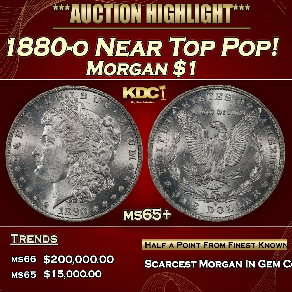 1880-o Morgan Dollar Near Top Pop! $1 ms65+ SEGS: 1880-o Near Top Pop! Morgan Dollar $1 ms65+ SEGS. 0