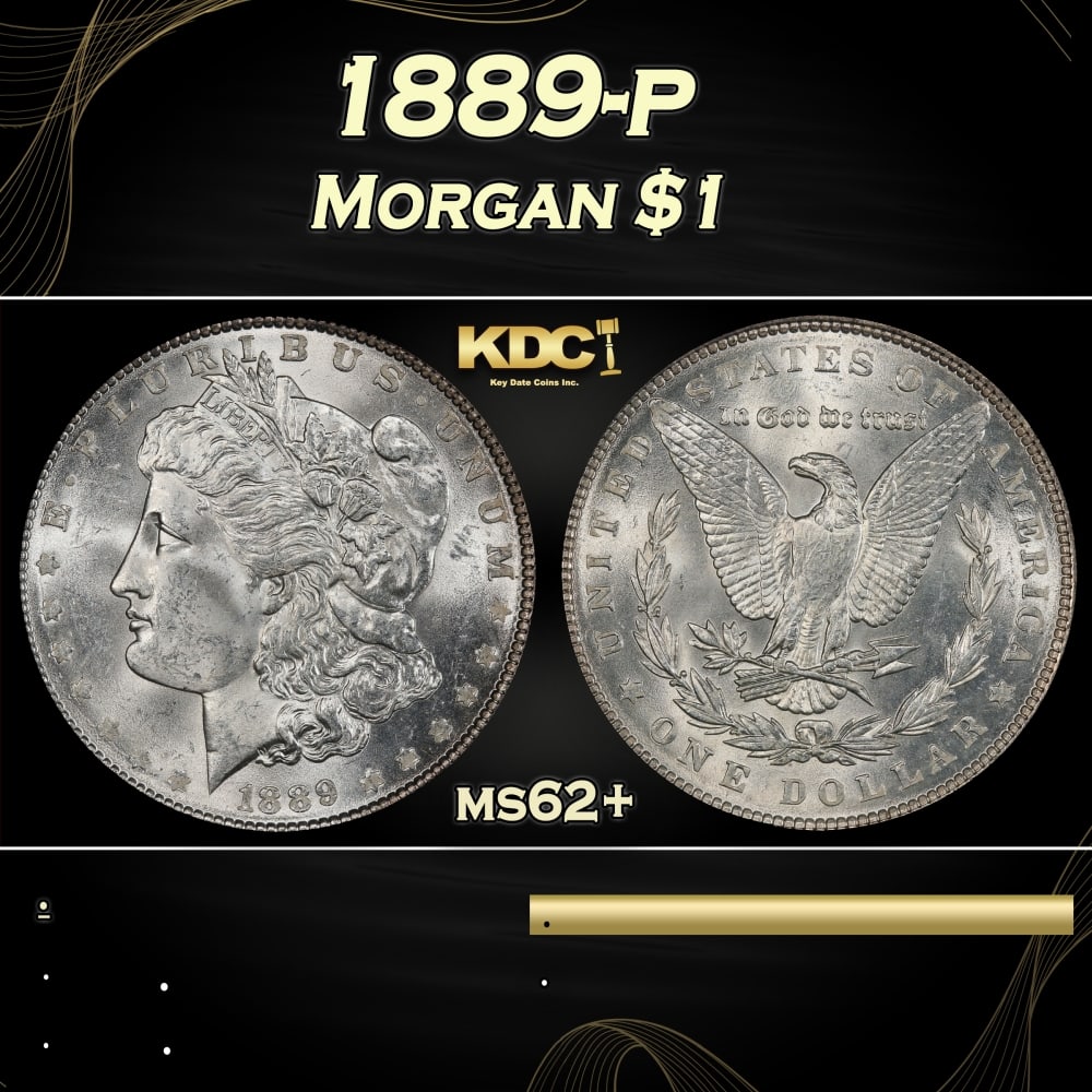1889-p Morgan Dollar $1 Grades ms62+ (1 of 3)
