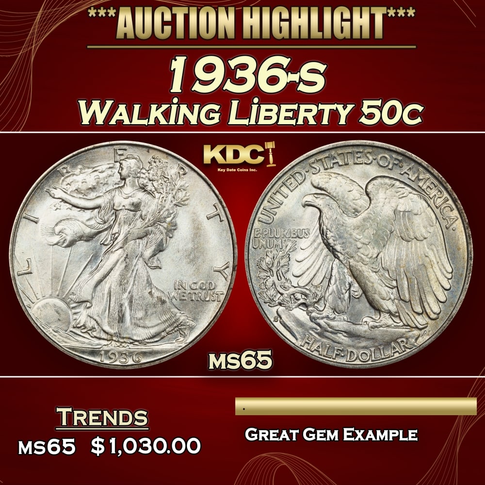 1936-s Walking Liberty Half Dollar 50c Grades ms65: 1936-s Walking Liberty Half Dollar 50c Grades ms65.