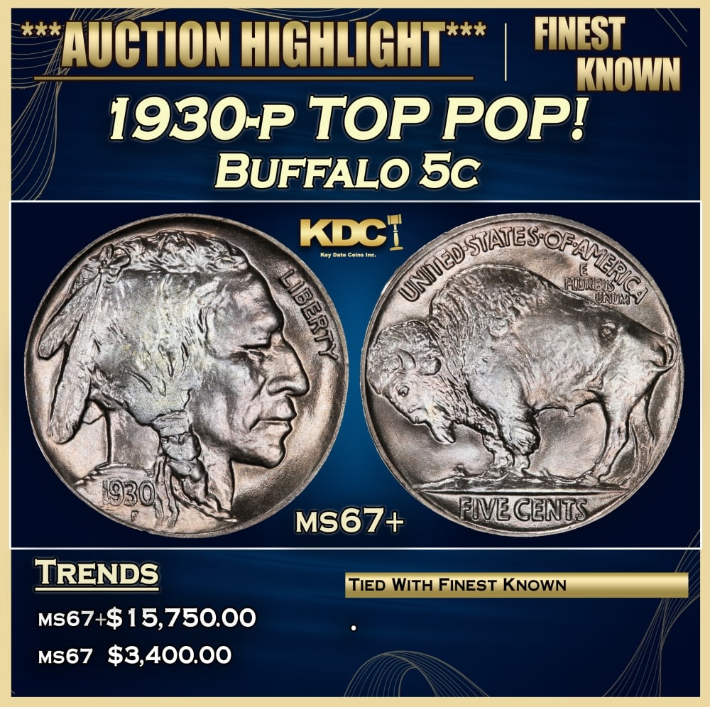 1930-p Buffalo Nickel TOP POP! 5c ms67+ SEGS (1 of 3)