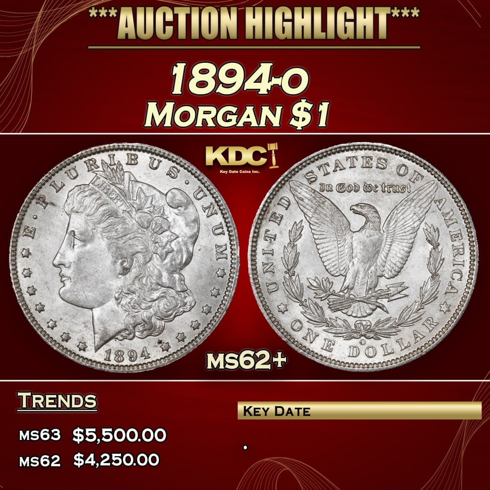 1894-o Morgan Dollar $1 ms62+ USCG: 1894-o Morgan Dollar $1 ms62+ USCG. 0