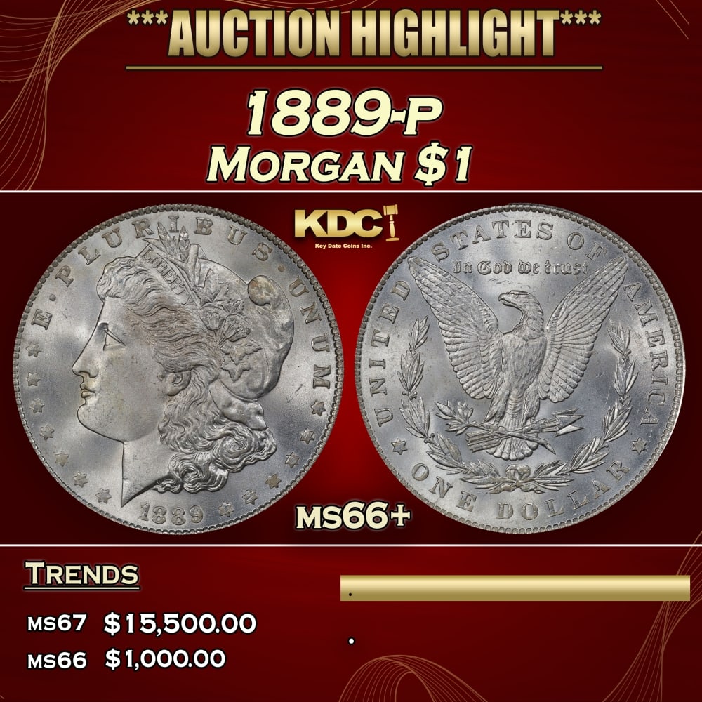 1889-p Morgan Dollar $1 ms66+ SEGS: 1889-p Morgan Dollar $1 ms66+ SEGS. 0