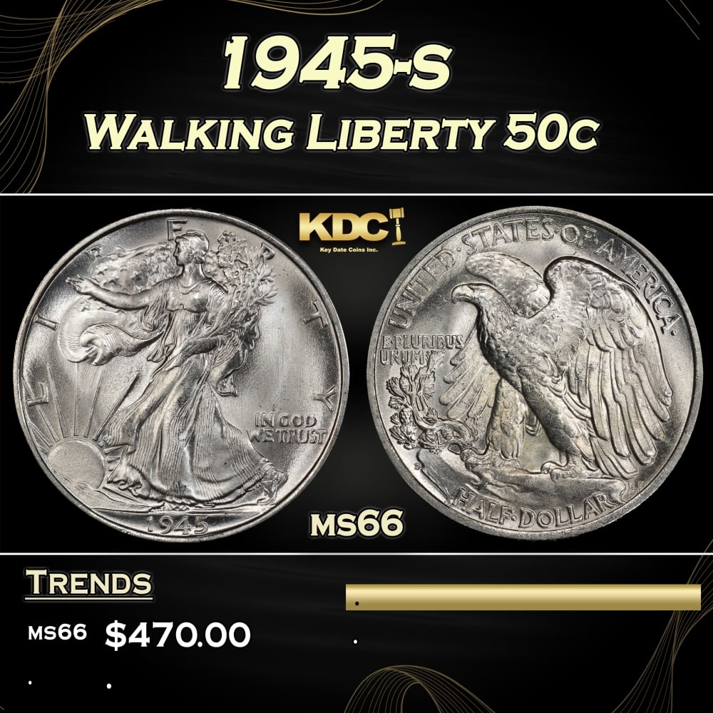 1945-s Walking Liberty Half Dollar 50c Grades ms66: 1945-s Walking Liberty Half Dollar 50c Grades ms66.