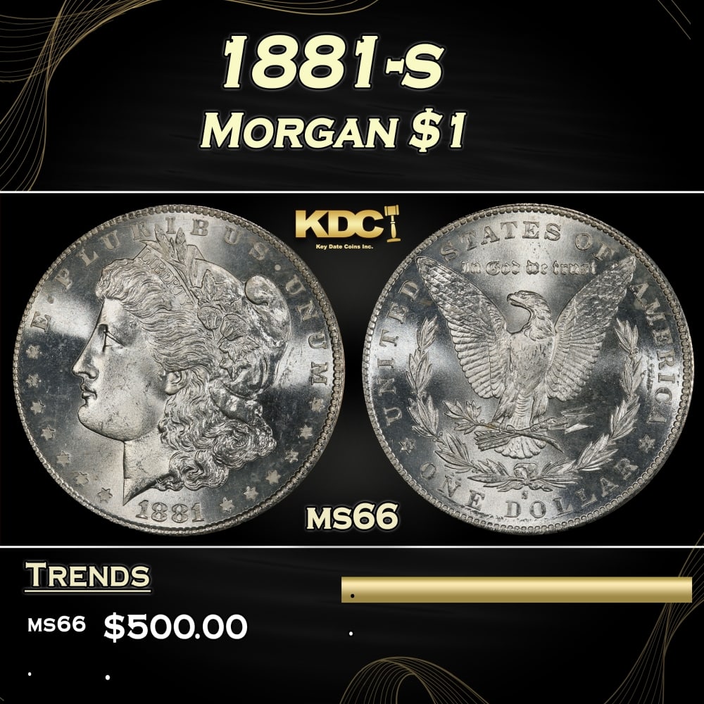 1881-s Morgan Dollar $1 Grades ms66: 1881-s Morgan Dollar $1 Grades ms66. 0