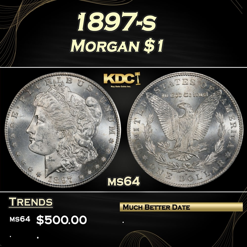 1897-s Morgan Dollar $1 Grades ms64: 1897-s Morgan Dollar $1 Grades ms64. 0