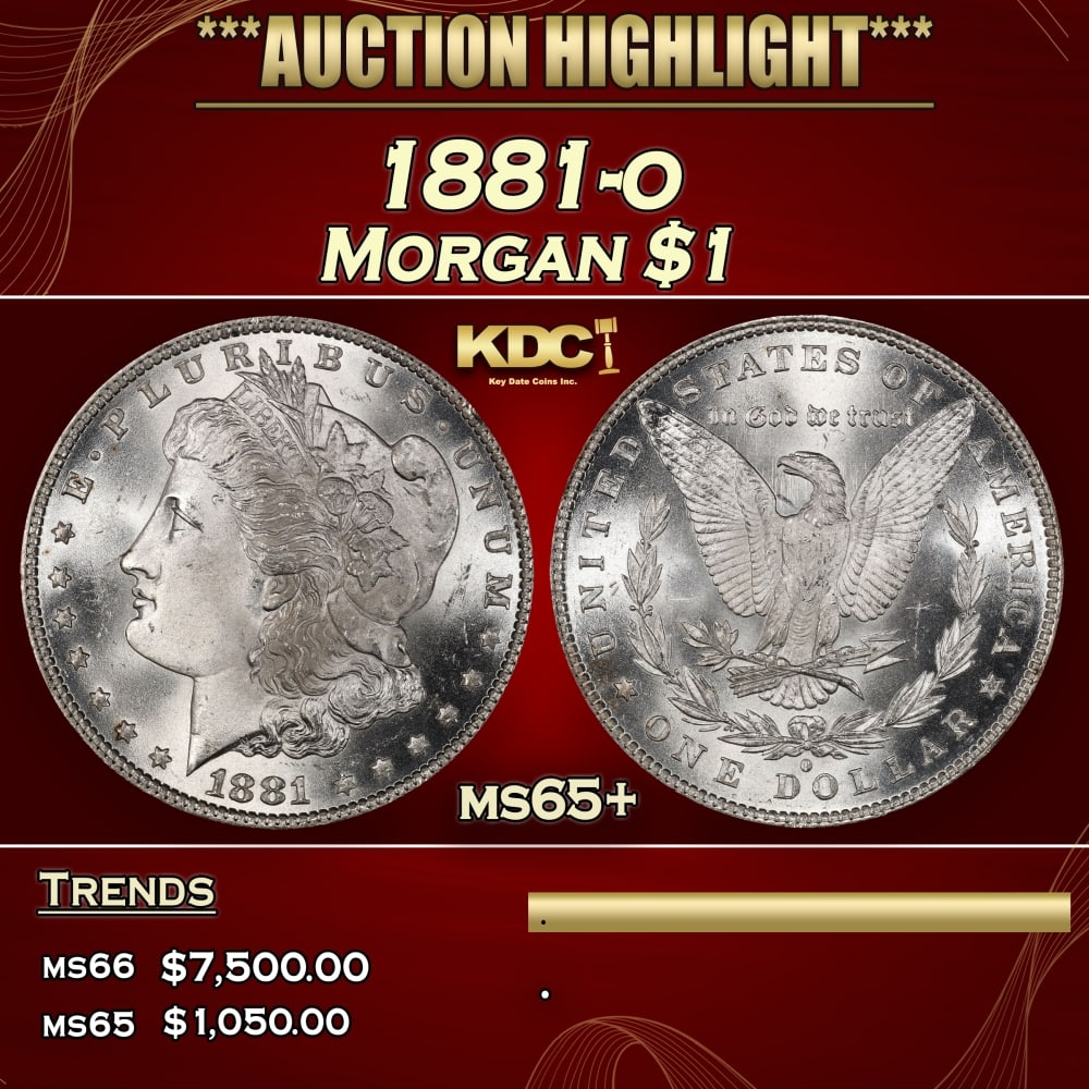 1881-o Morgan Dollar $1 ms65+ SEGS: 1881-o Morgan Dollar $1 ms65+ SEGS. 0