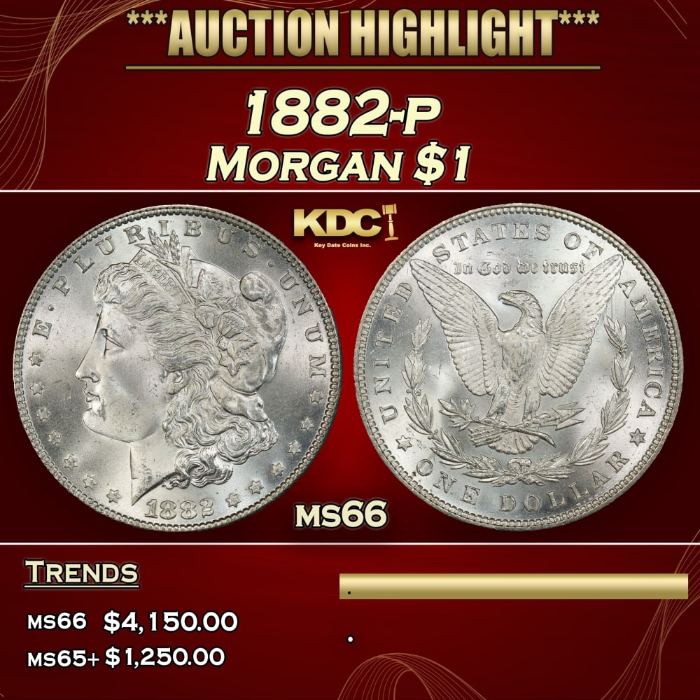 1882-p Morgan Dollar $1 ms66 SEGS: 1882-p Morgan Dollar $1 ms66 SEGS. 0