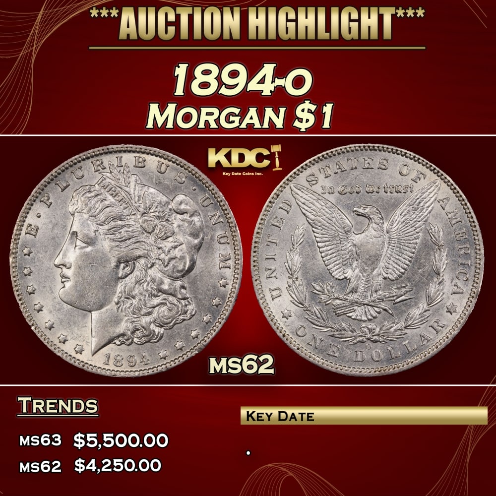 1894-o Morgan Dollar $1 ms62 USCG: 1894-o Morgan Dollar $1 ms62 USCG. 0