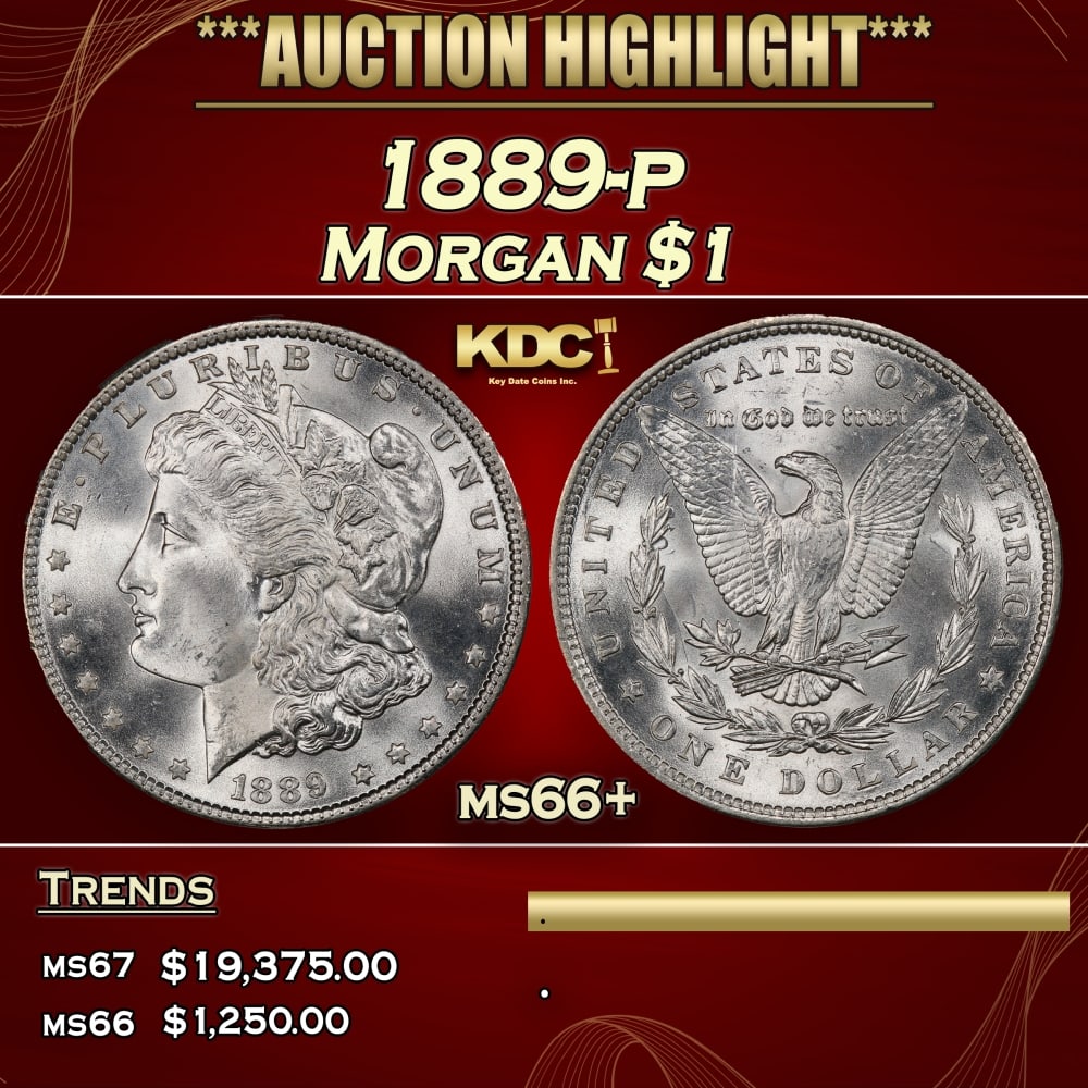 1889-p Morgan Dollar $1 ms66+ SEGS: 1889-p Morgan Dollar $1 ms66+ SEGS. 0