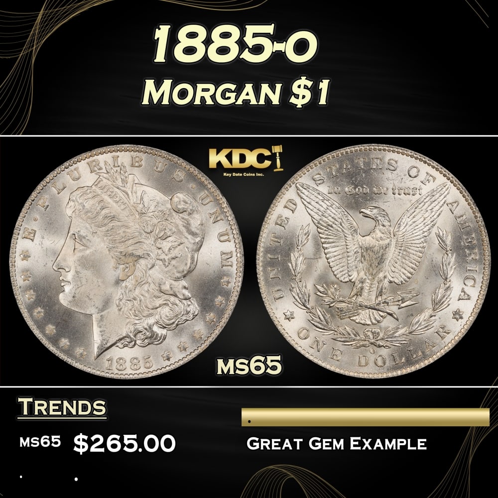 1885-o Morgan Dollar $1 Grades ms65: 1885-o Morgan Dollar $1 Grades ms65. 0