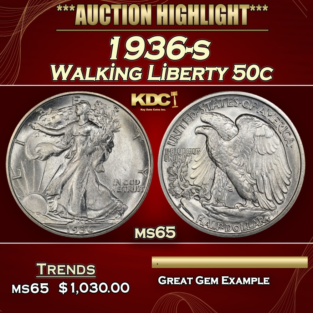 1936-s Walking Liberty Half Dollar 50c Grades ms65: 1936-s Walking Liberty Half Dollar 50c Grades ms65.